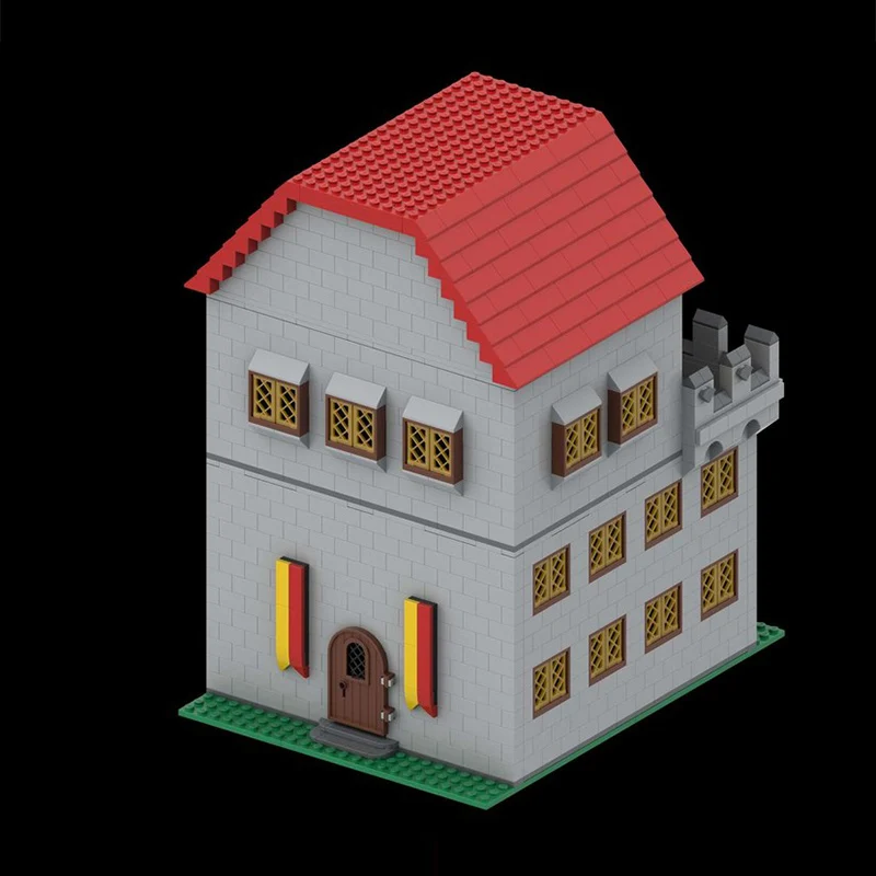 Castello medievale Modello MOC Mattoni da costruzione Castello Quarti viventi Tecnologia modulare Regali di festa per bambini Assemblare giocattoli vestito