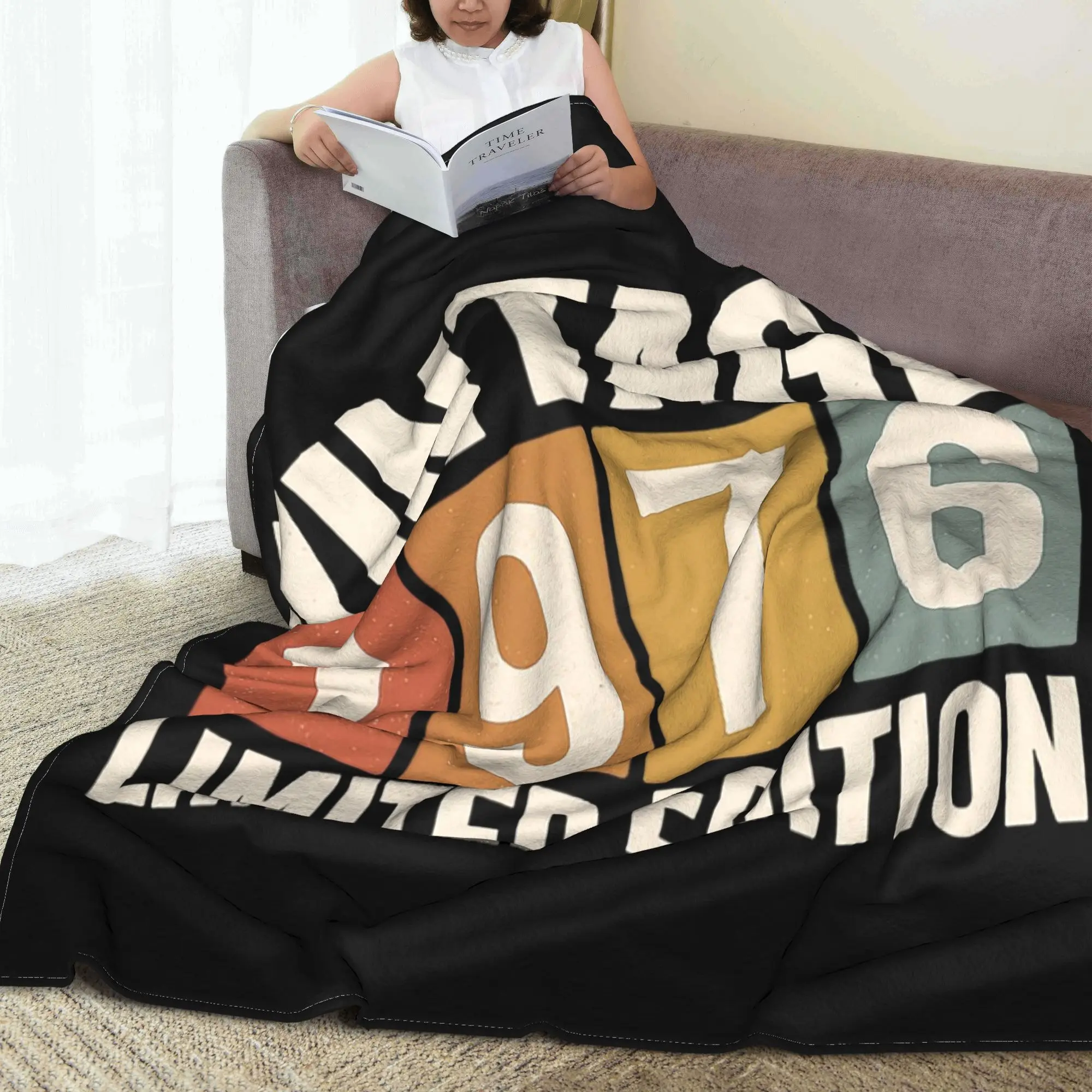 

Vintage 1976 Limited Edition Birthday Blankets Breathable Fleece Throw Blanket for Home Bedroom Outdoor Throws Bedspread Quilt
