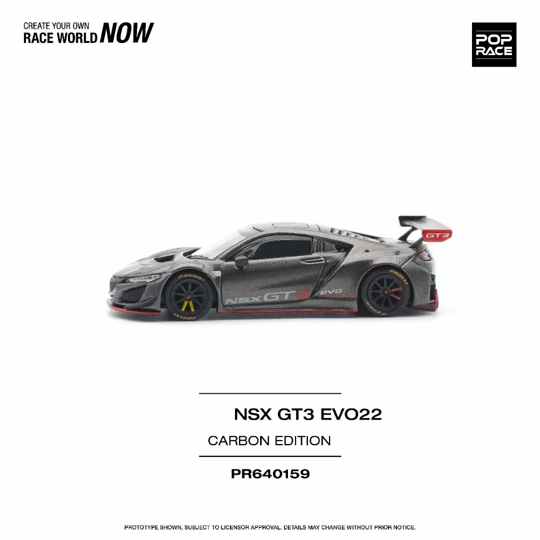 PreSale Pop Race 1:64 NSX GT3 EVO22 Full Carbon Black Diecast Diorama Car Model Collection Miniature Toys