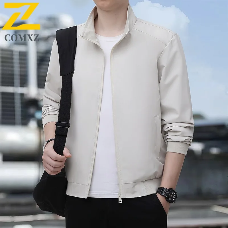 

COMXZ Mens Jacket 2025 Fashion Stand Collar Commute Office Windproof Coat Comfortable Daily Style Lightweight Autumn New Jackets