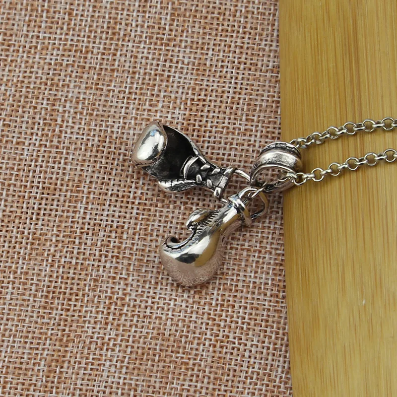 Fashion Boxing Gloves Solid Color Pendant Men's Sports Casual Jewelry Hip Hop Necklace Street Black Retro Necklaces Jewelry Gift image 4