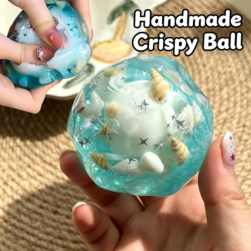 Handmade Ocean Starfish Crispy Ball Squeeze ASMR Sound Sensory Fidget Toy Stress Relief Soothing Anti-Anxiety Adult ADHD Toy