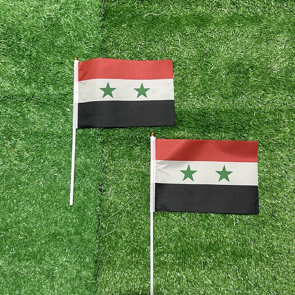 Bandera de mano de Siria con poste de plástico, para deporte - imagen 2