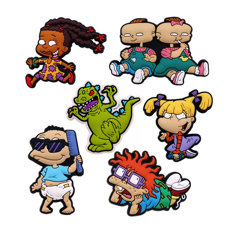 1-6pcs Original Cute 90s Cartoon Characters Clog Charms Retro Anime Heroes Shoe Decorations DIY Pins Novelty Mixed Set Gifts