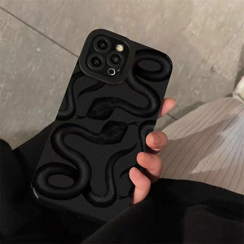 Cute Doodle Funny Pattern Snake Case For iPhone 11 12 13 15 14 Pro Max Mini 7 8 Plus XR X XS MAX Shockproof Soft Silicone Cover