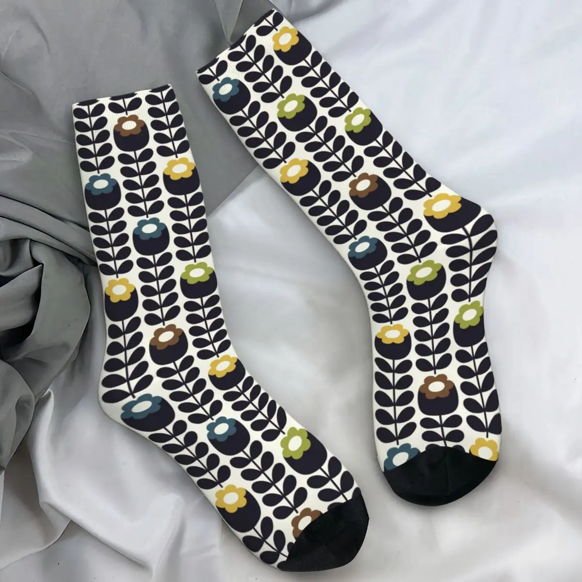 

Носки Orla Kiely, весенние красочные чулки с принтом листьев, забавные мужские качественные носки, нескользящие носки для спорта на открытом воздухе с принтом