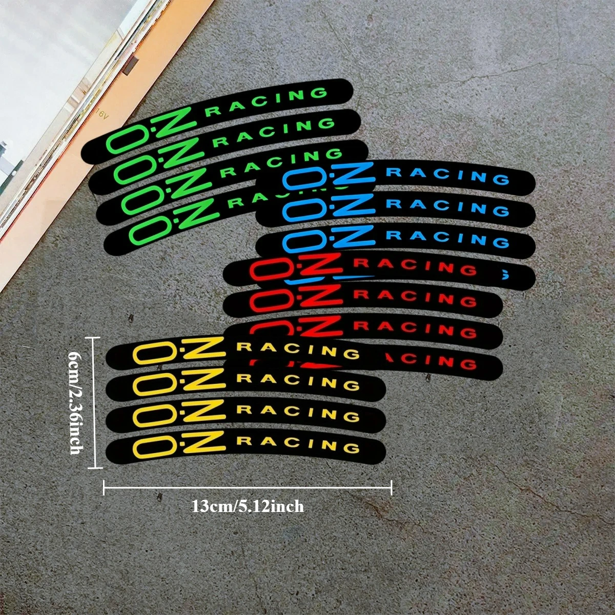 OZ Racing Reflective Wheel Stickers (4Pcs/Set), Universal Decals for Motorcycle & Car Rims
