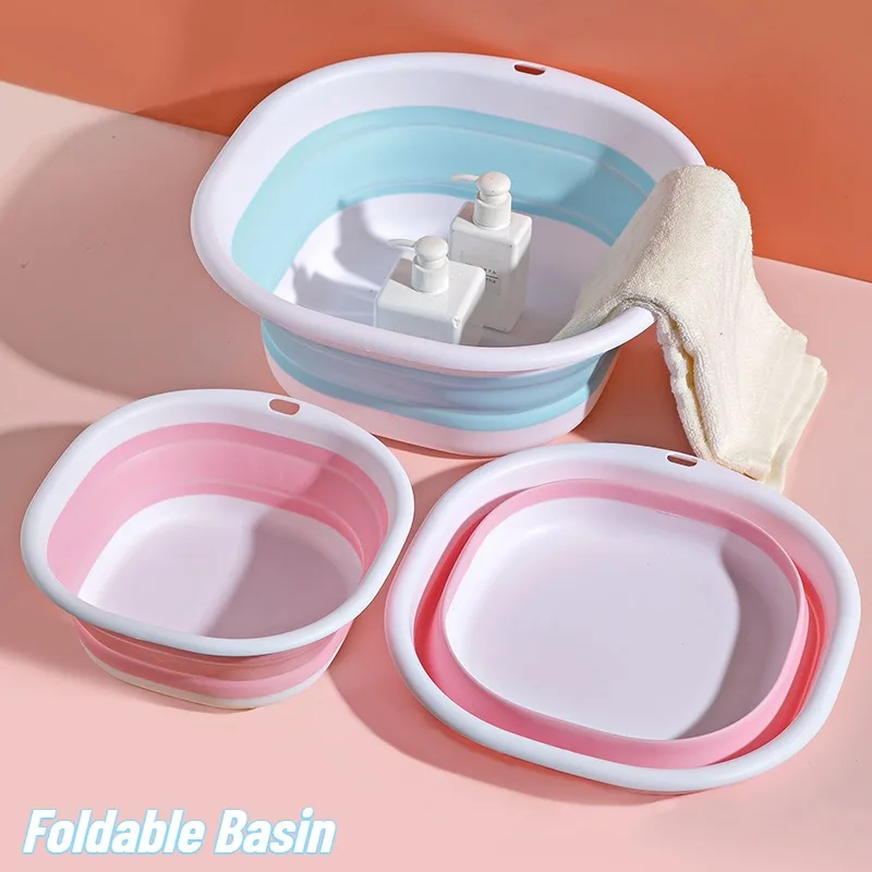 Plastic Basin Collapsible Foldable Thickened Small Portable Square Travel Wash Basin for Baby or Home Use