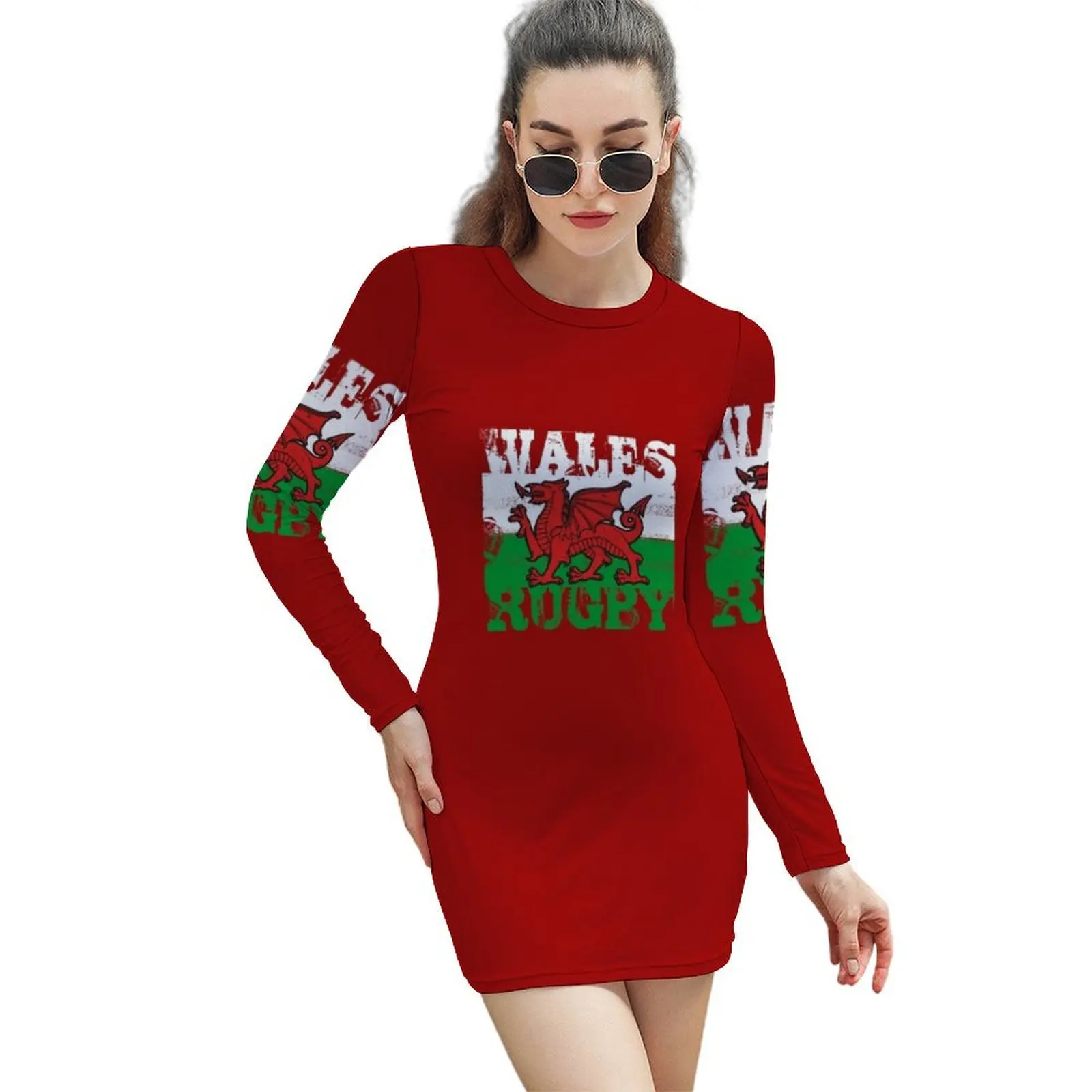 

Wales Rugby Flying Dragon Flag Long-Sleeved Sheath Dress elegant dresses plus sizes Woman clothes summer dresses for women 2024