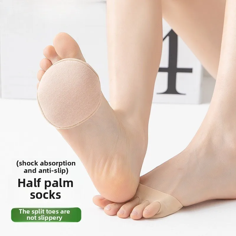 

‌Women's Toe-Less Half Socks for Heels - Ultra-Thin Split-Toe Liner, Low-Cut Barefoot Feel, Summer Breathable & Invisible