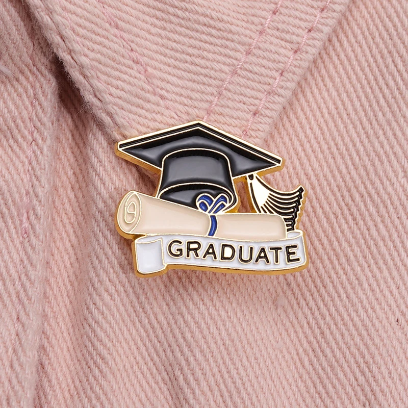 Graduation Enamel Brooch Bachelor Hat Style Pin Graduation Gift For Graduates Lapel Bag Badges Best Wishes Jewelry For Friends