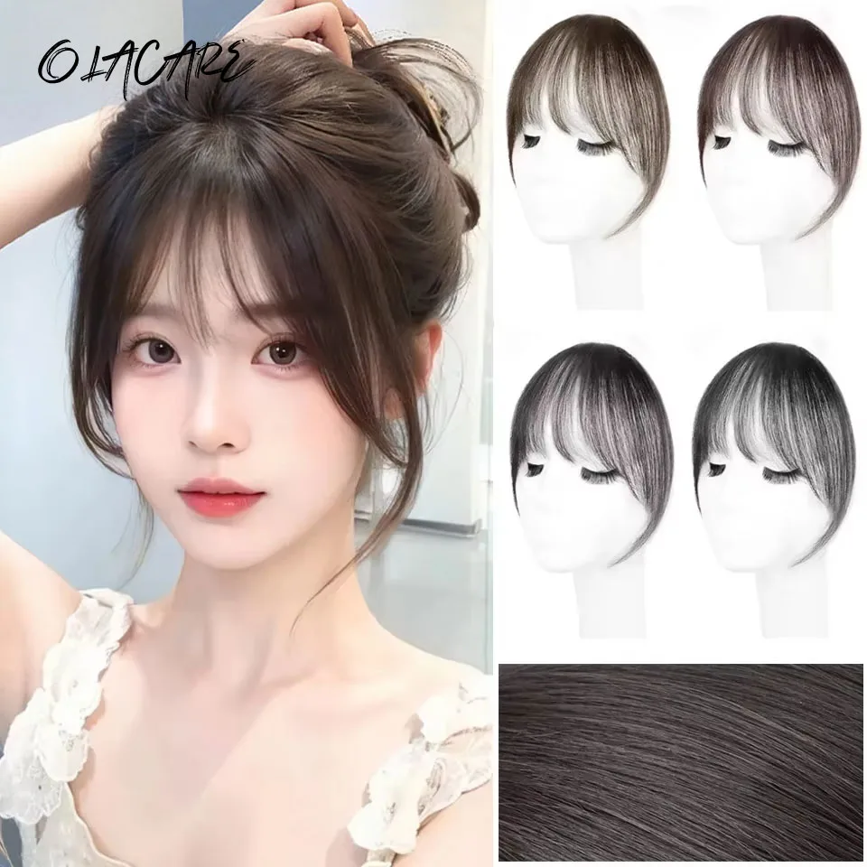 OLACARE Synthetic 3D Natural Highlights Golden Air Bangs Wig Invisible Traceless Forehead Hair Piece Extension