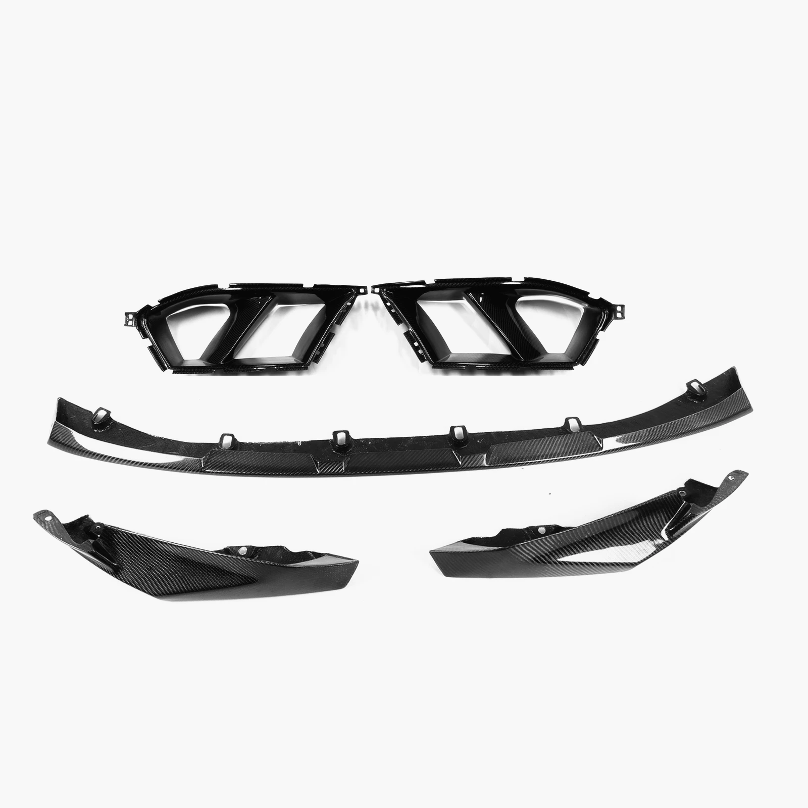 Car Front Bumper Side Air Vent Intake Trim Fog Light Cover + Spoiler Lip Splitter For BMW G80 M3 G82 G83 M4 2021-2024