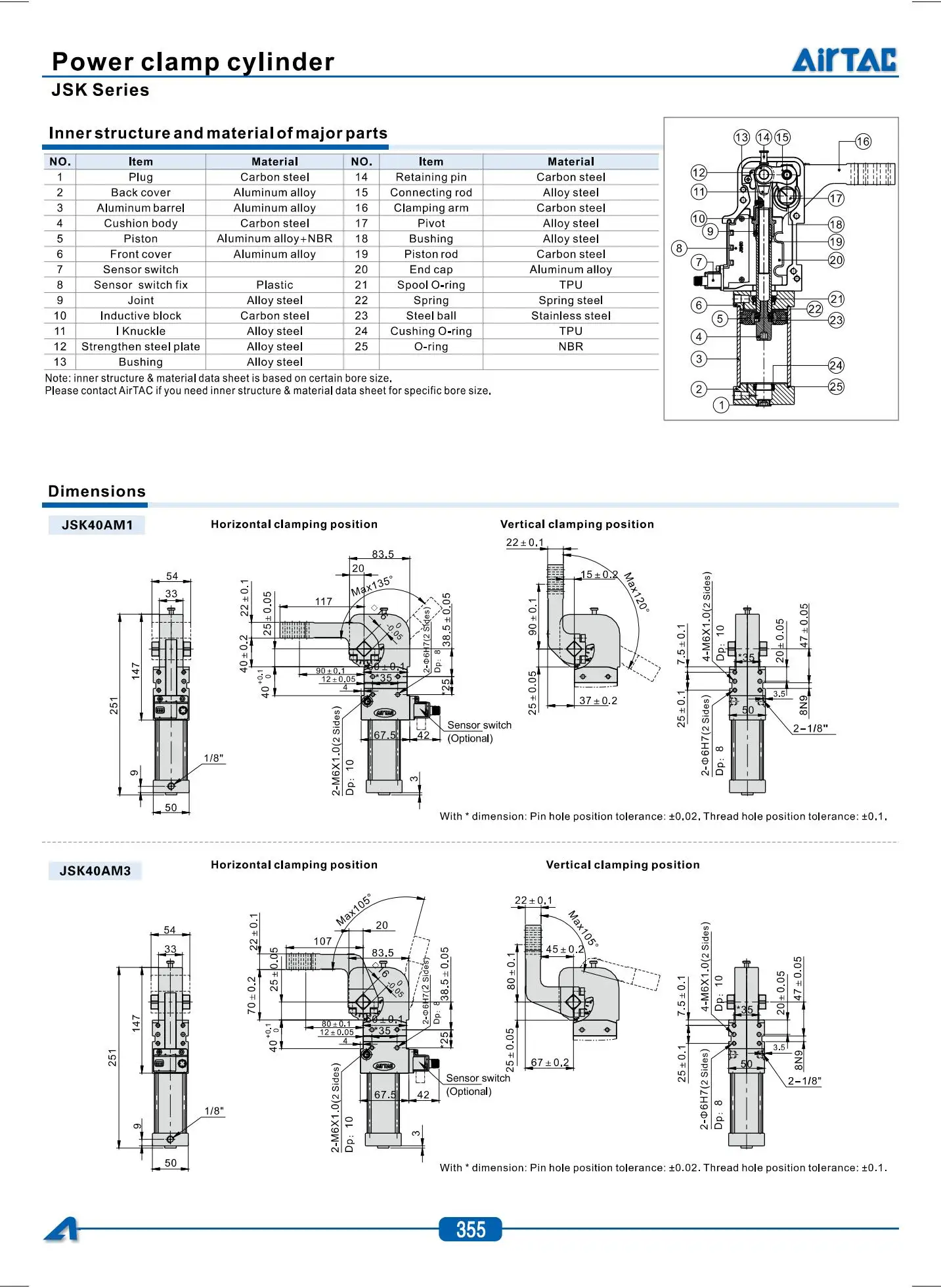 Airtac JSK-Serie Schweißspezial-Klemmvorrichtung Kompletter Kleiner Pneumatikzylinder JSK40/50/63/80 mit Einstellbarem Winkel – Detail 10