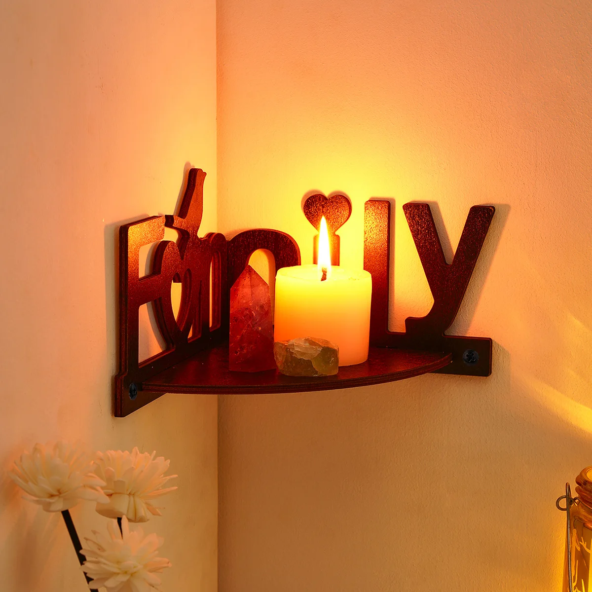 1PC, simple bird Family lettering heart-shaped wall Shelf, DIY assembled Floating Shelf/Shelves, living room display stand