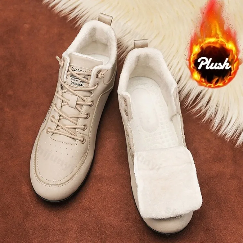 

2025 г., новая зимняя мужская модная теплая нескользящая повседневная хлопковая обувь со средним верхом, винтажные универсальные плюшевые удобные кроссовки на плоской подошве с волосатой вершиной