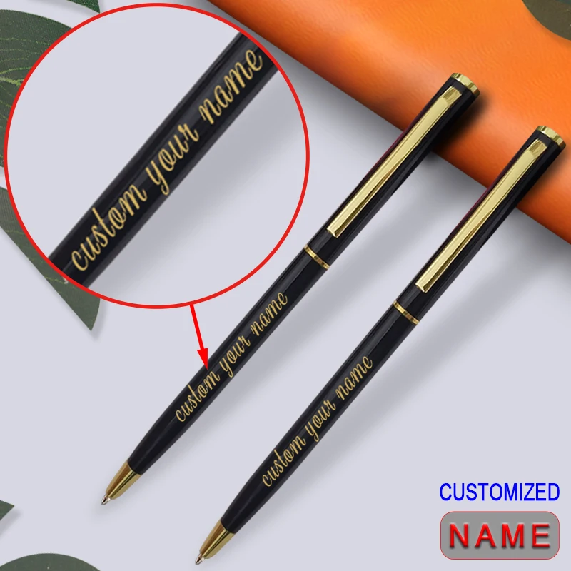 caneta esferografica de texto dourado personalizado presente personalizado para a escola logotipo do escritorio papelaria do professor produto coreano de luxo escrita 01