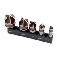 5 Flute Metal M35 Cobalt Countersink Drill Bit Set 82° 5Pcs 1/4In Hex Shank Countersunk Bit Set 1/4In 3/8In 1/2In 5/8In