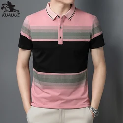 polo shirt men summer new high quality cotton men's Short sleeve Solid color splicing youth Business casual polo shirt M-4XL T03