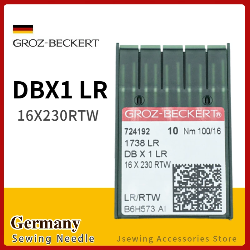 10 sztuk DBX1 LR Groz-Beckert igły pasują do przemysłowej maszyny do szycia ściegów do tkanin skórzanych 16X230RTW 1738LR nóż ukośny