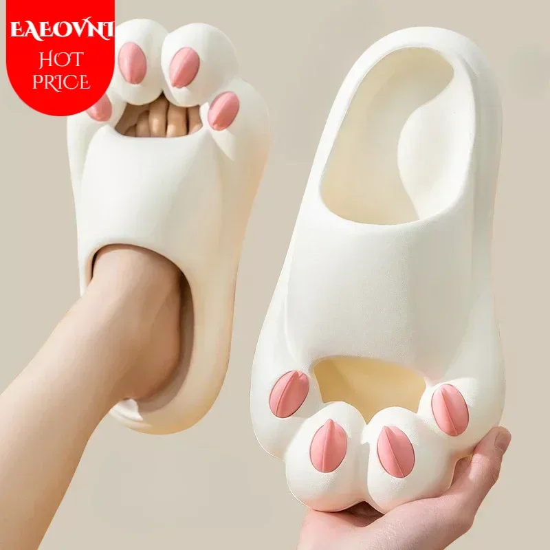 Women Cute Tiger Paw Peep Toe Slippers Summer Outdoor Slides Funny Cat Claw Soft Couples Shoes EVA Unisex Sandals