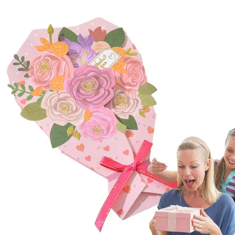 Paper Bouquets Cards Floral Beautiful Appreciation Card With Envelope Party Favors Seasonal Greeting Cards For Mother's Day