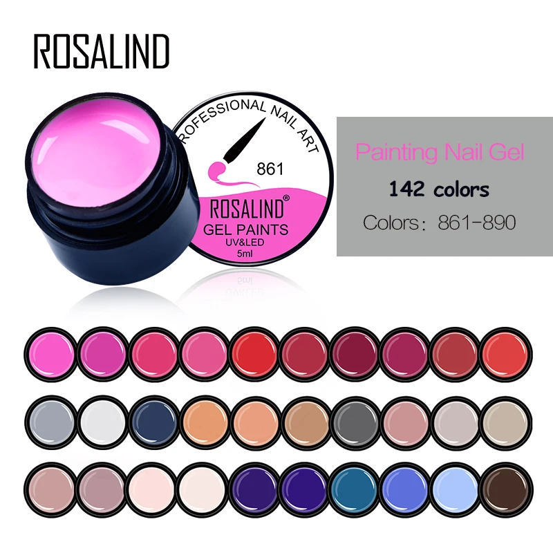 ROSALIND-tarro de Gel líquido para pintura en Gel, 5ML, semipermanente, Base para remojar, capa superior, diseño artístico de uñas, esmalte de Gel, curación UV/LED