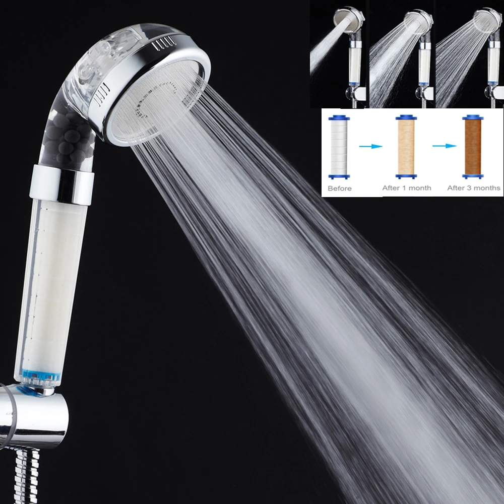 New Filtered Shower Head for Hard Water High Pressure Nozzles PP Cotton Filter Eco water Spa Shower Spray for Dry Hair & Skin