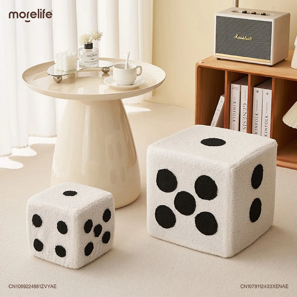 

Furniture Shoe Change Stools Ottomans Cubic Imitation Lamb Wool Funny Shoes Stool Bedroom Decorative Dices Stool for Living Room