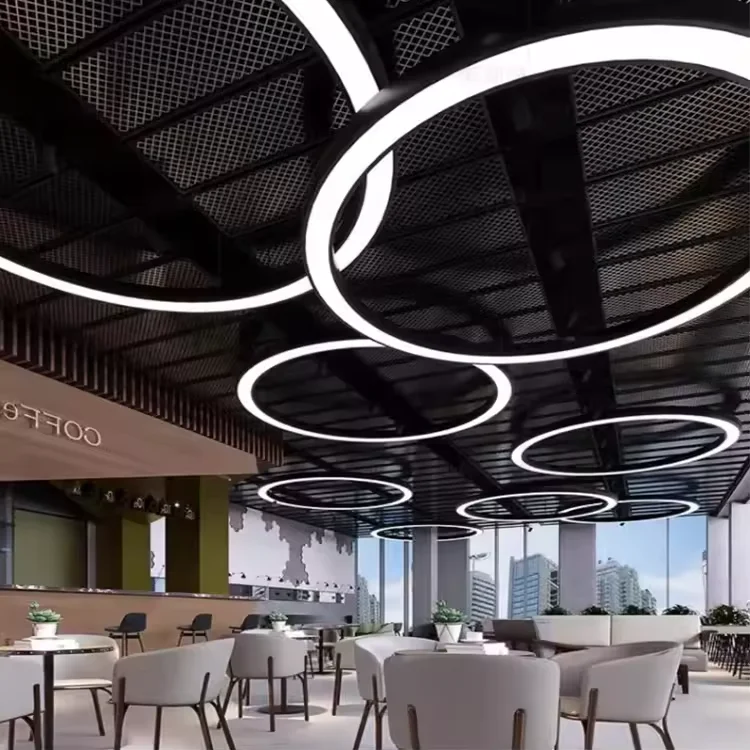 

Office Chandelier Ceiling Light Gym Supermarket Clothing Store Cafe Meeting Room Hanging Lamp Led Round Pendant Lights