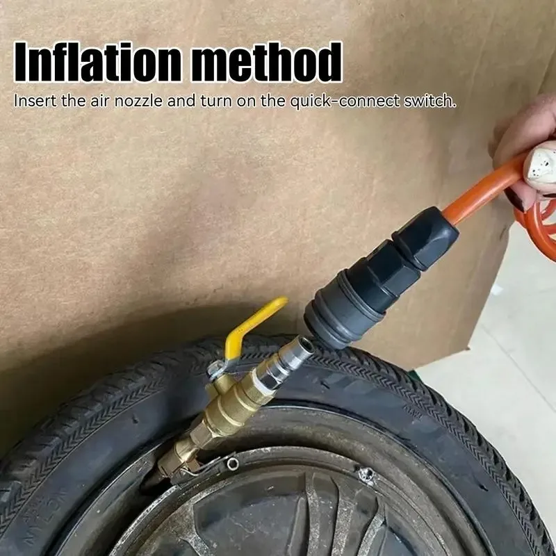 سيارة منفاخ لإطارات السيارة فوهة قفل على منفاخ الإطارات تشاك سريعة التضخم خرطوم محول مع صمام لضاغط الهواء الاتحاد الأوروبي C-نوع والولايات المتحدة #3