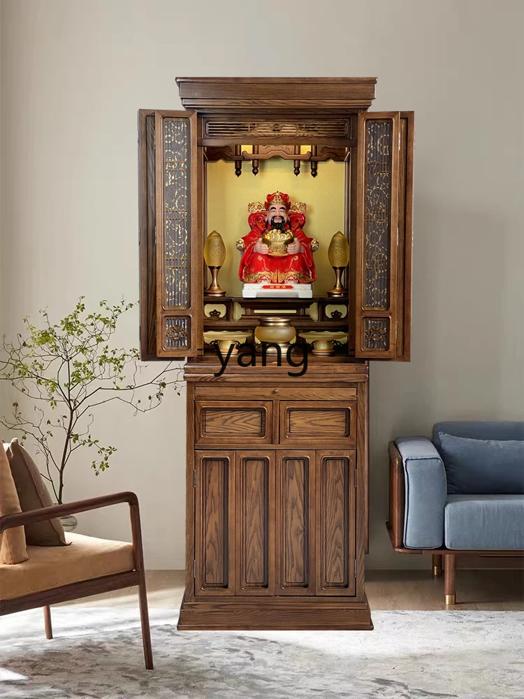 Yjq Zen New Chinese Solid Wood Shrine Buddha Cabinet Altar Home Shrine Clothes Closet Buddha Shrine Throne