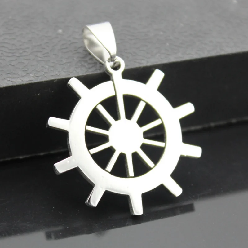 3PCS SETPersonalized Stylish Pendant Necklace Stainless Steel Rudder Necklace Sailor Tag Ornament Wholesale