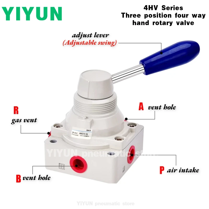 4HV410 4HV430 4HV210,4HV230,230C,4HV310,4HV330,330C-08,10 15-L,S,SL YIYUN Three position four way hand rotary valve 4HV Series