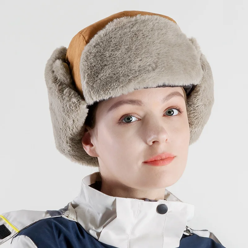 Warmth-Retaining Lei Feng Hat for Women Outdoor Cold-Weather Hat Fashionable Dual-Purpose Pilot Cap Men's Ski Beanie