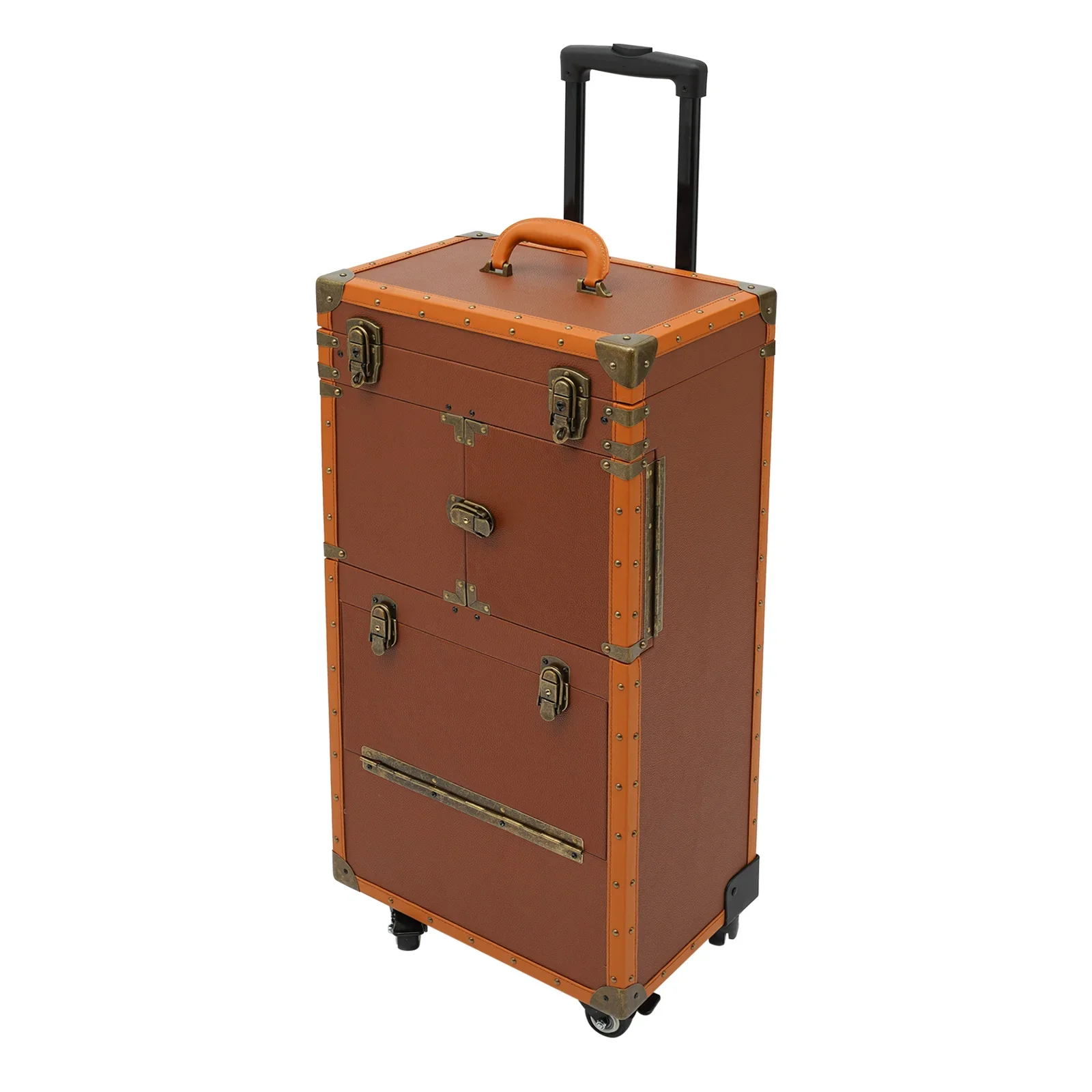 Stylish Coffee-Tone Punk Hairdressing Case – Mobile Password Lock, Durable Tool Organizer for Salon Professionals