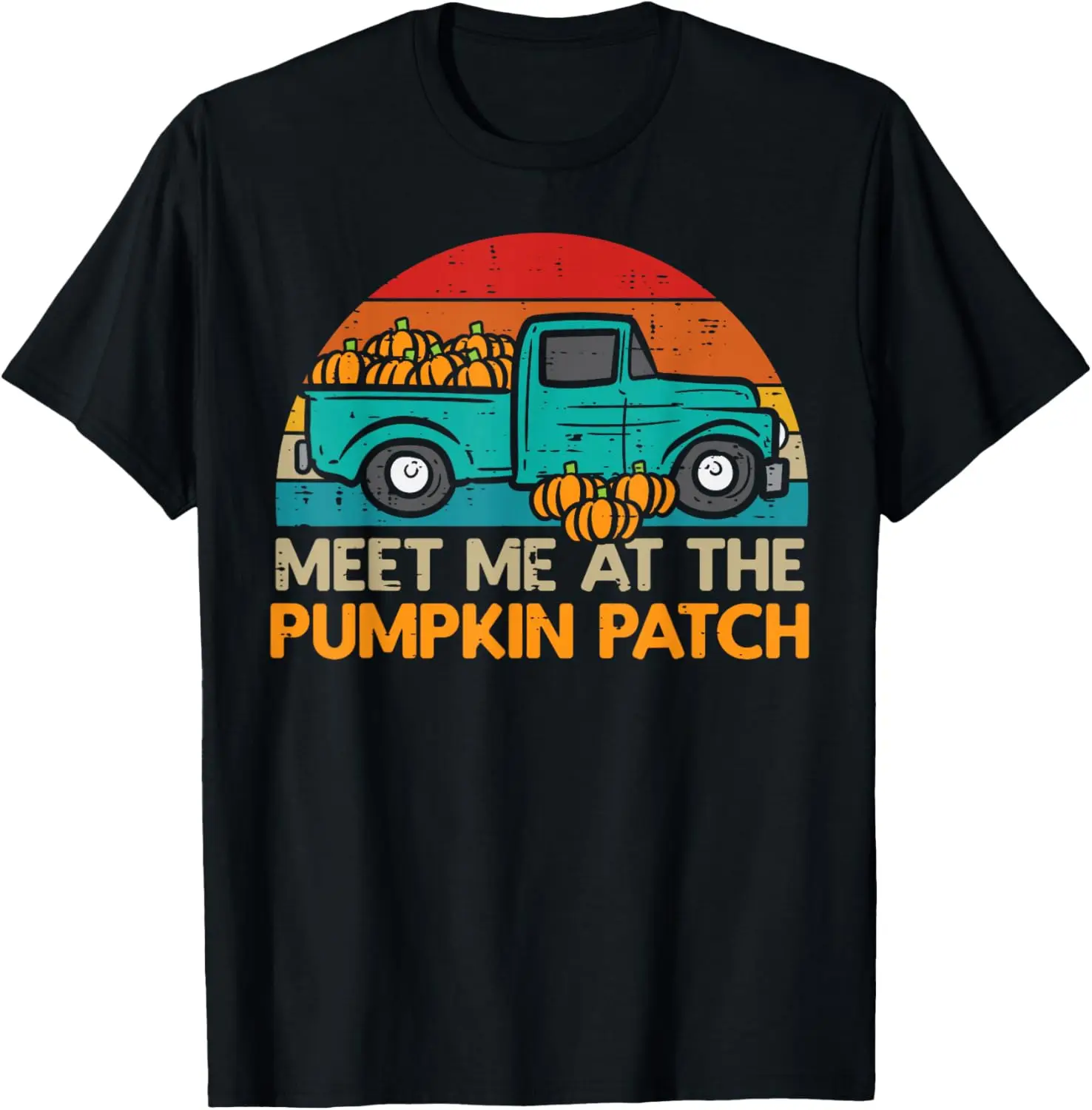 Meet Me In The Pumpkin Patch Truck Autumn T-Shirt 100% Cotton Trendy Y2K Short-Sleeve Tee – Soft, Quick-Drying, &