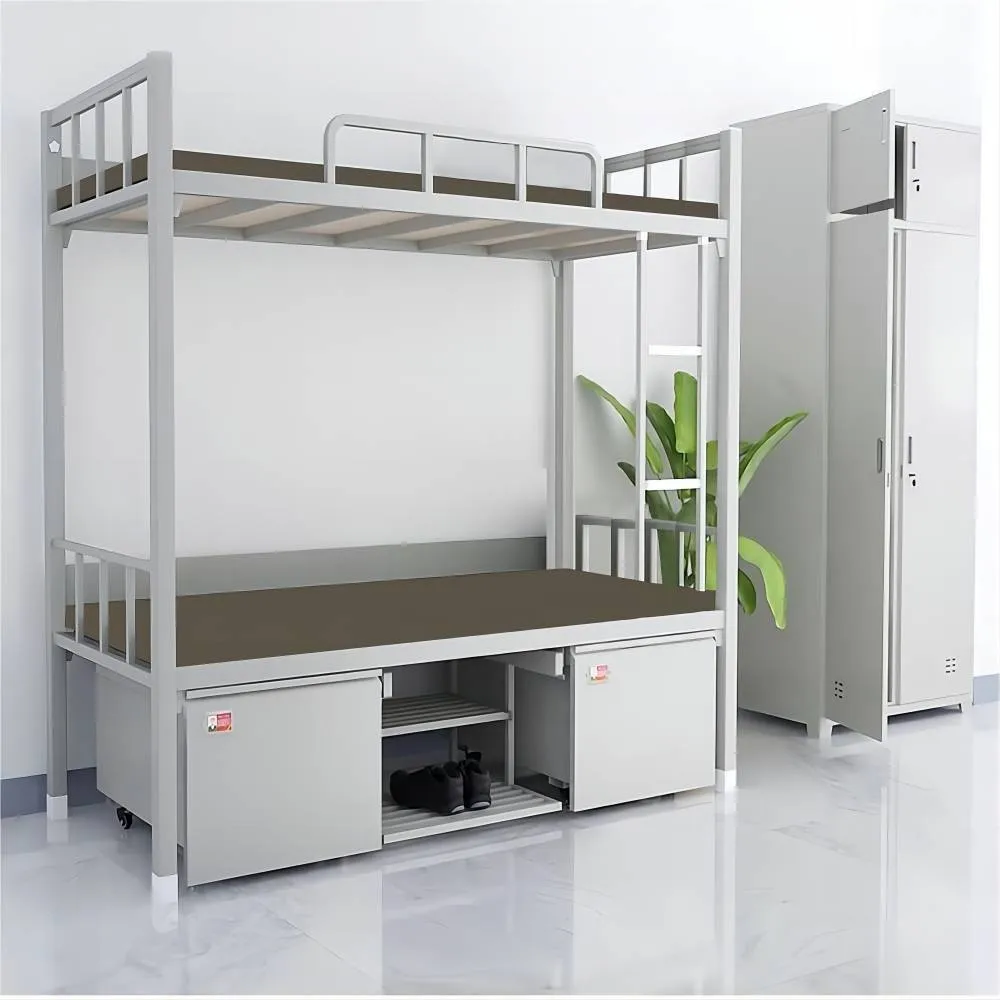 Standard camping equipment Thickened bunk bed Housekeeping cabinet Upper and lower beds Iron bed Locker Locker Learning Computer