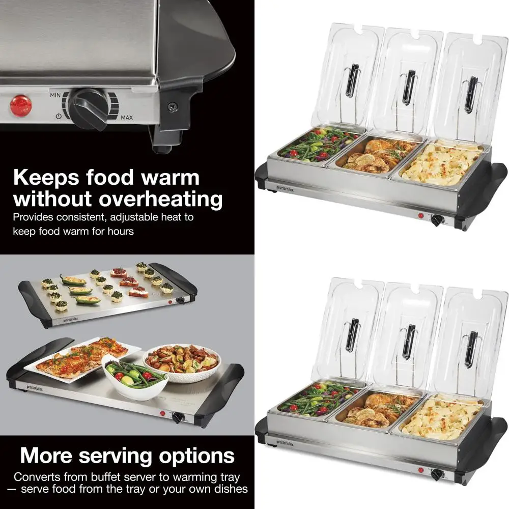 

Набор из 3-х кастрюль из нержавеющей стали объемом 2,5 кварты с регулируемым нагревом для вечеринок и торжеств