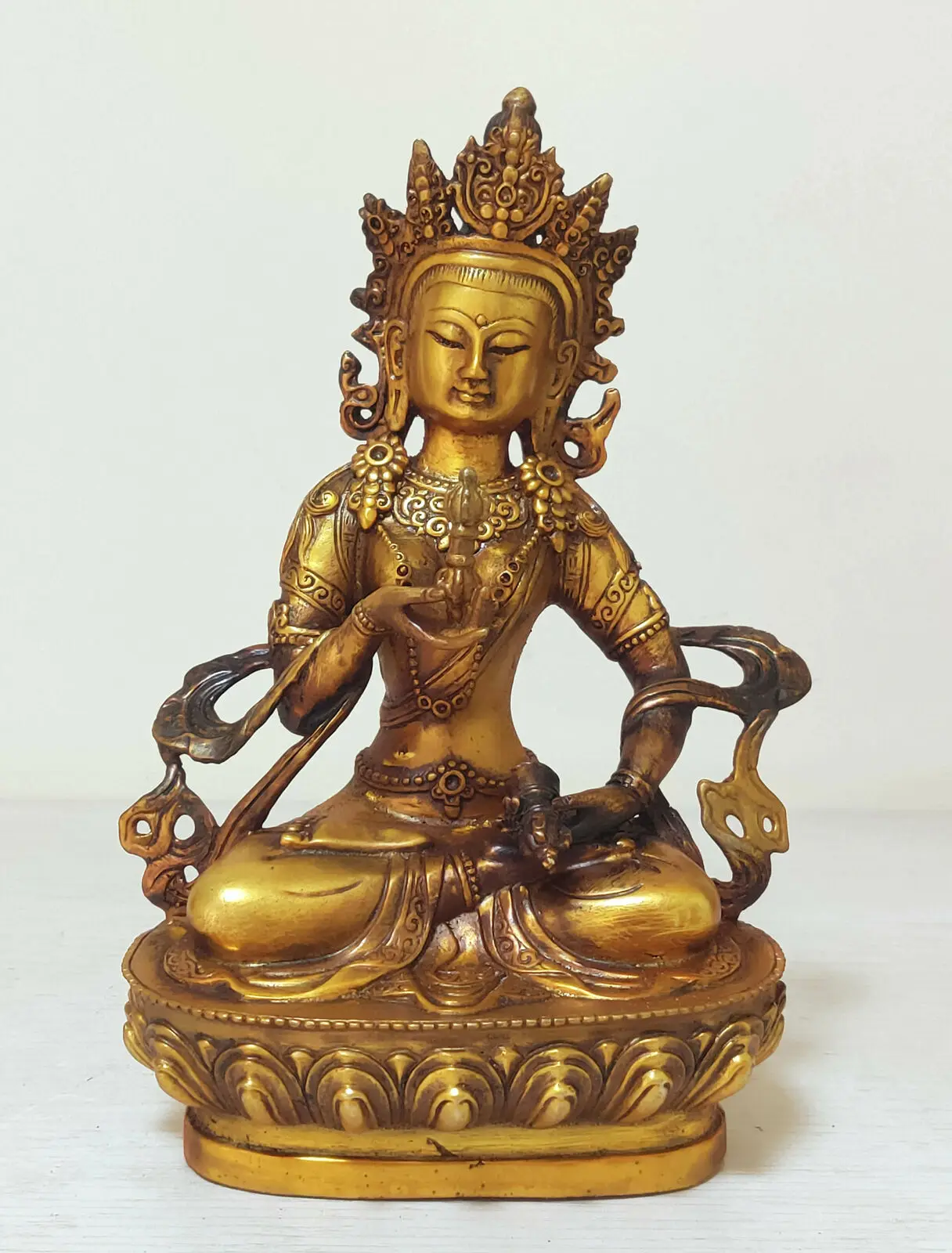 

Antique Bronze Buddha Vajrasattva Statue Old Temple God Bodhisattva Buddhism 8"