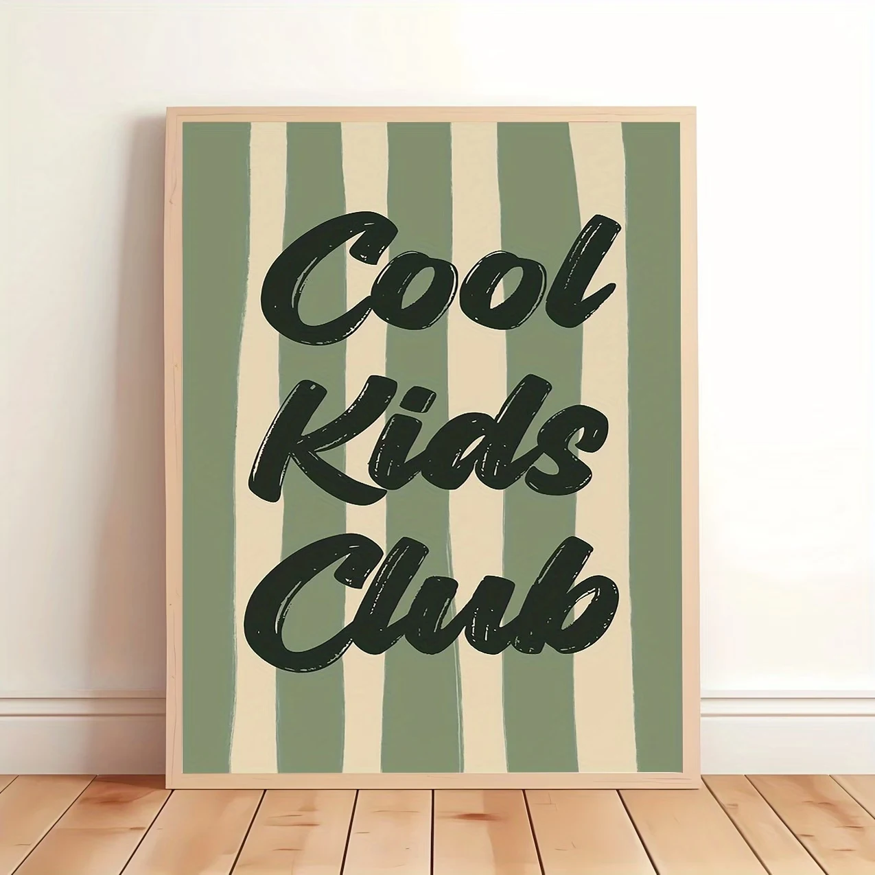 Moderner, Retro-Cool-Kids-Club-Wandkunstdruck mit grüner Linie und Zitat, Leinwandgemälde, Poster, Bild für Wohnzimmer, Schlafzimmer, Heimdekoration