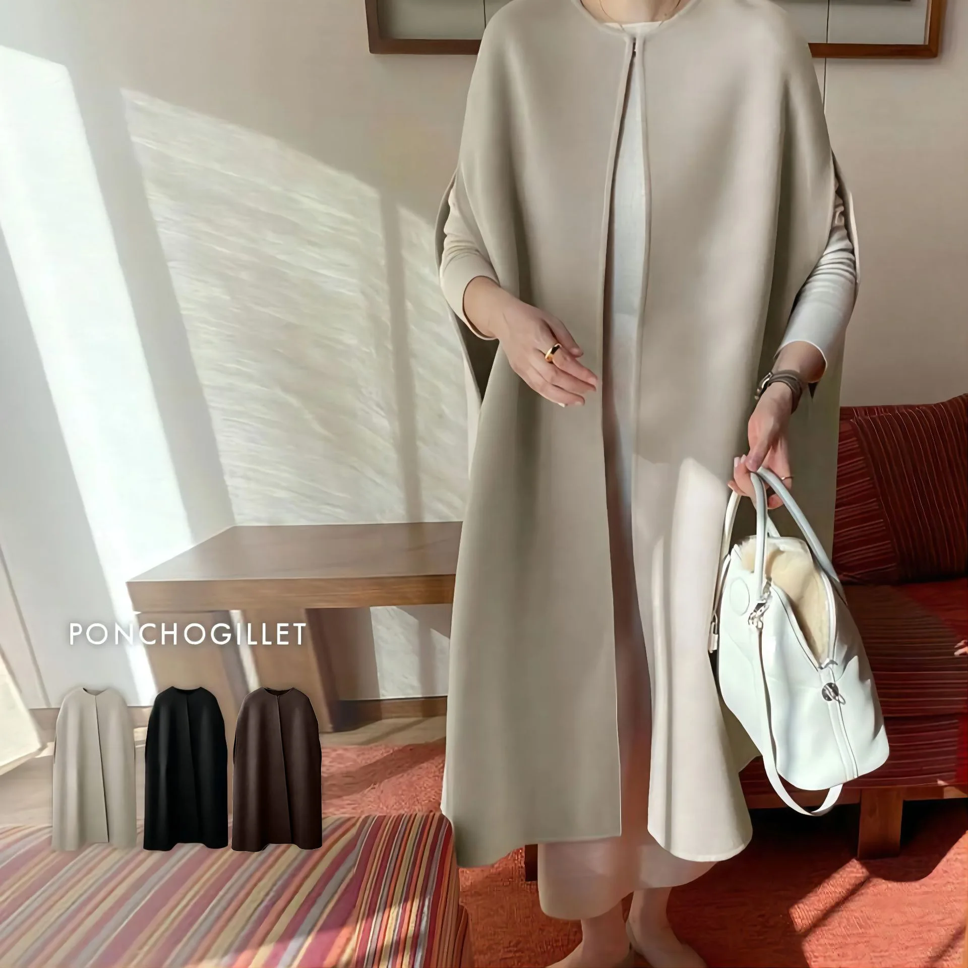 

Autumn and winter women's woolen coat new style simple retro small high-end mid-length woolen coat