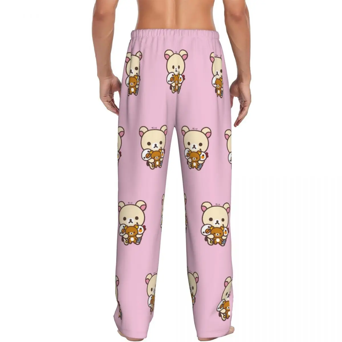 Benutzerdefinierte Männer Rilakkuma Pyjama Hose Print Teddybär Schlaf Nachtwäsche Hose mit Taschen