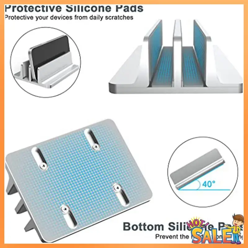 

AB68 Vertical Laptop Bracket Desktop Aluminum Bracket Base Size Adjustable Vertical Bracket Aluminum Alloy Double Card