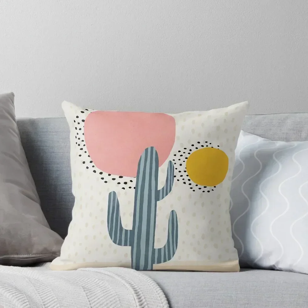 

Cacti, Abstract, Sun, Mid century modern kids wall art, Nursery room Throw Pillow Anime pillows decor home pillow