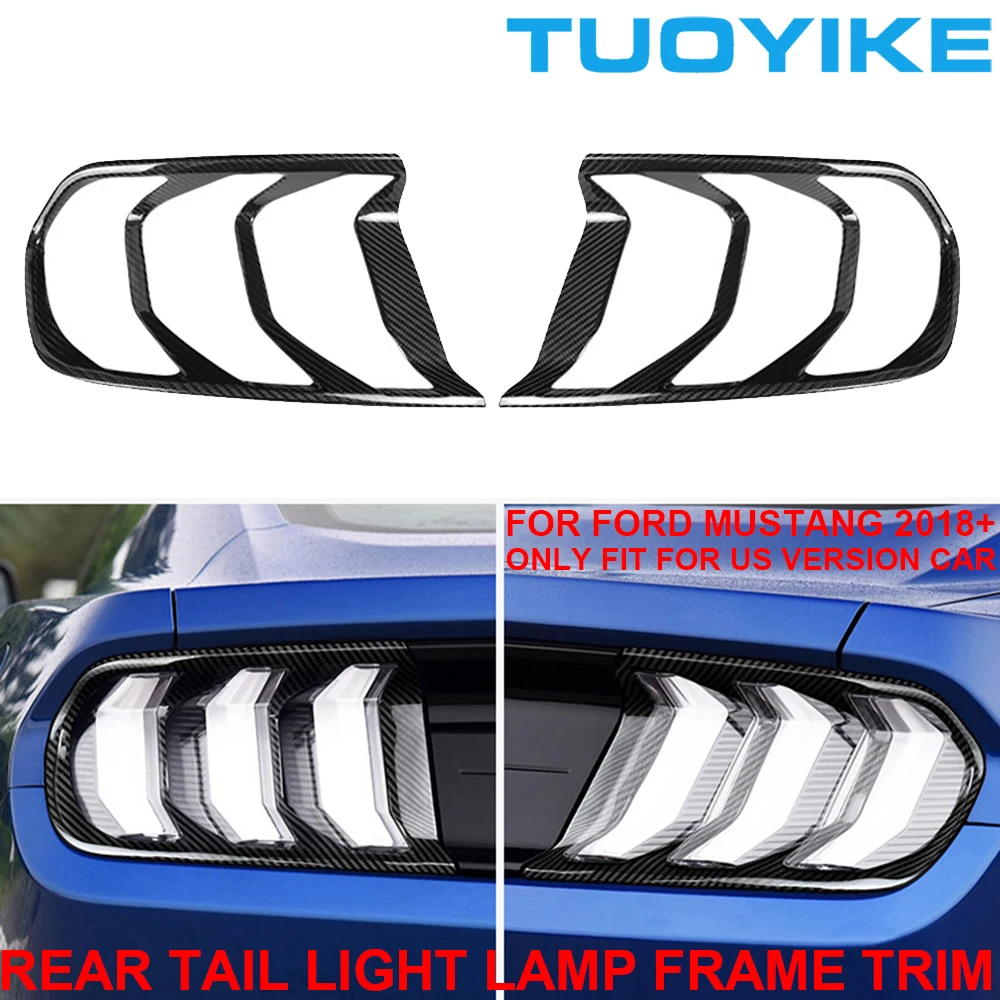 Real Dry Carbon Fiber Rear Tail Light Lamp Trim Frame Cover Decoration Upgraded Body Kit Exterior Parts For Ford Mustang 2018+