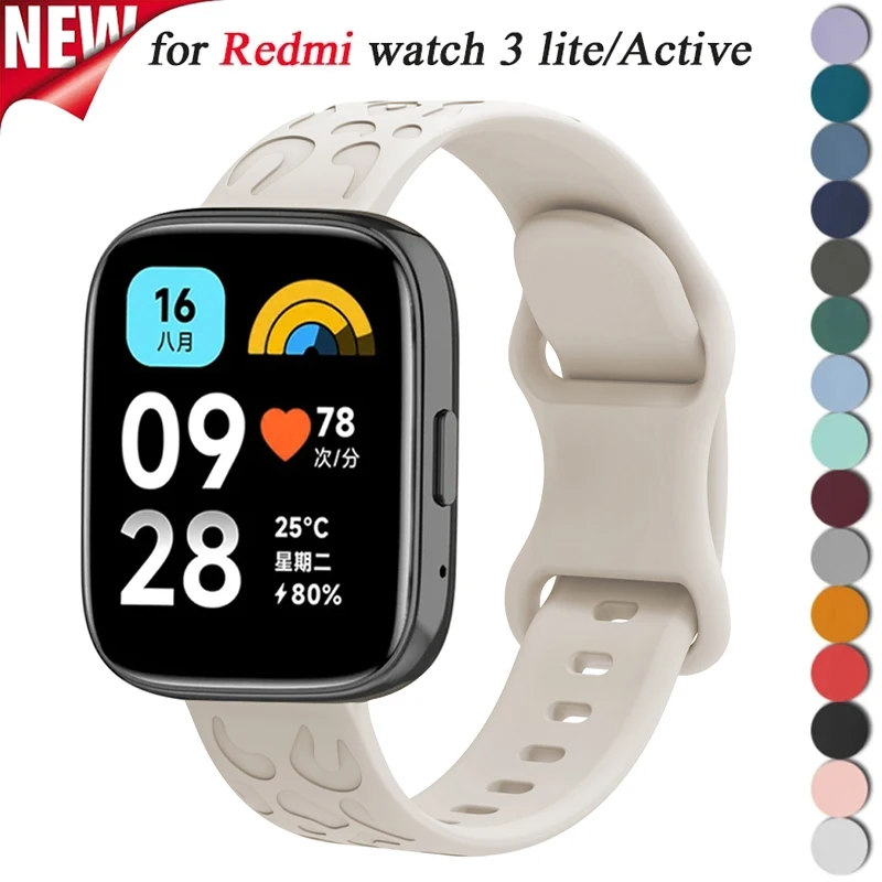 Silicone Engraved Strap for Redmi Watch 3 Active SmartWatch Replacement Band for Xiaomi Redmi Watch 3 Lite 22mm Bracelet Correa