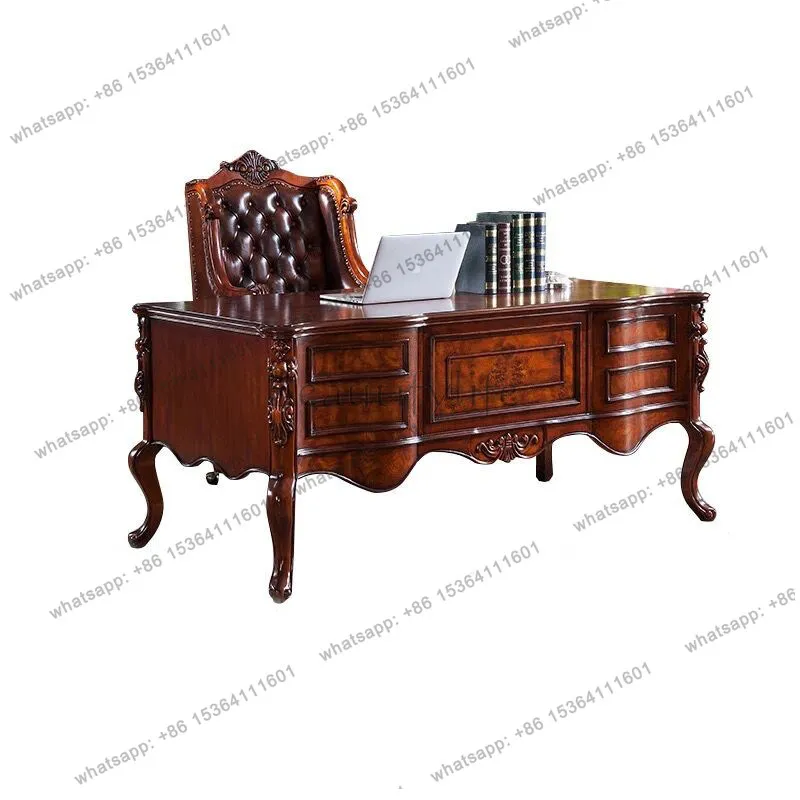 

American solid wood desk luxury computer desk home retro writing desk