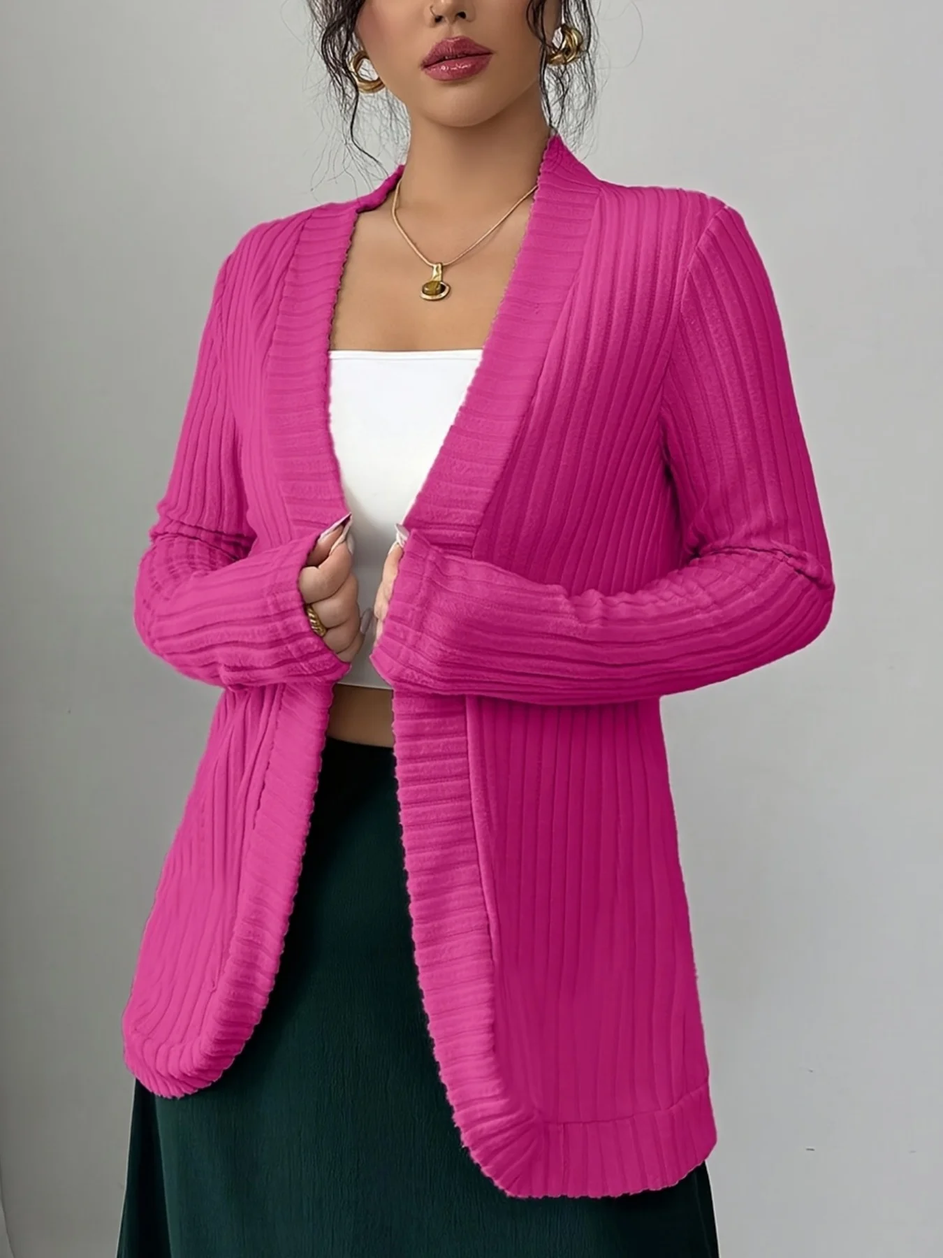 

Autumn/Winter New Women's Fashion Casual Cardigan with Pit Strips and Woolen Casual Cardigan Coat