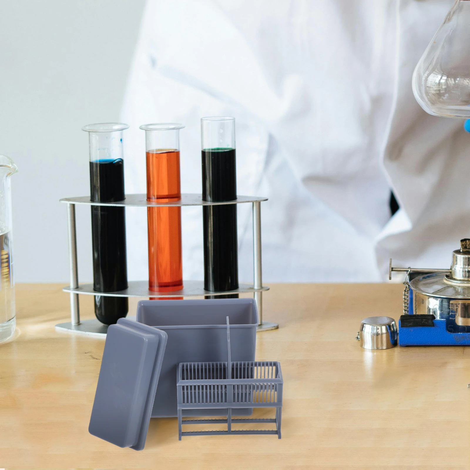

2 Sets Slide Staining Rack Laboratory Storage Slideshow Microscope Accessories Child